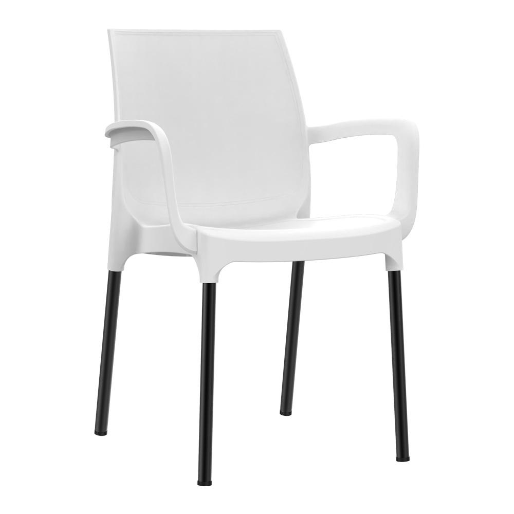 SUPER ELEGANT Chair with Arms and Black Aluminum Legs