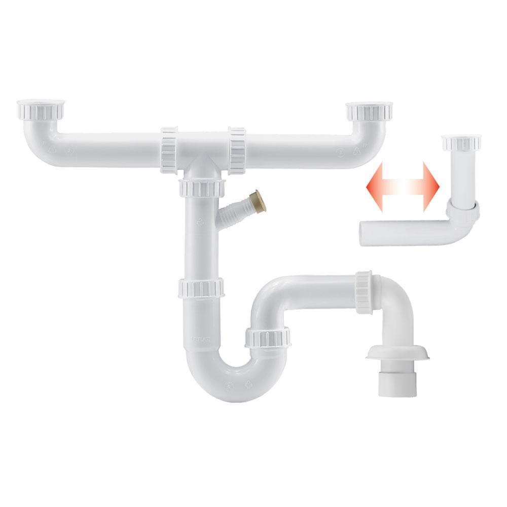 Double Bowl Sink Siphon With Washing Machine Connector