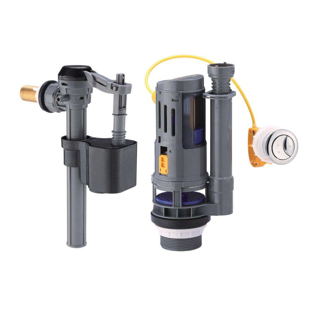 Cable dual flush valve with vertical fill valve 